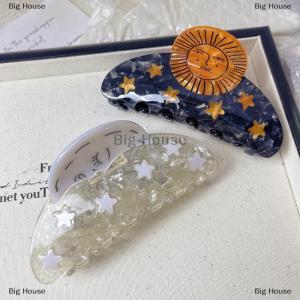 [COD] Big House Creative Funny Acetate Sunflower Star Snail Hair Clip Claw For Women Medieval Sun Female Shark Hairpin Hair Accessories Tool