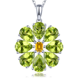 Lohaspie Jewelry Genuine 6.5 Carats 925 Sterling Silver Pendant Natural Sky Blue Topaz Citrine Pendant Citrine Stone Original Pendant Topaz Pendant For Women 925 Jewelry