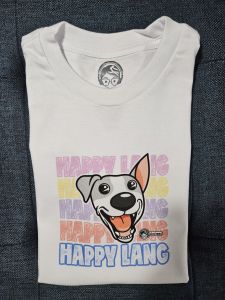 ekzteez happy lang dog aspin design DTG printed T shirt