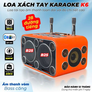 Loa Xách Tay K6 28 Đường Tiếng Kraoke Công Suất Cực Đại Siêu Trầm 900W Mã Lực Bass Cực Mạnh 28 Loa 2 Bass 25cm Siêu Trầm Âm Thanh Sáng Ấm Bluetooth 5.0 AUX USB Bộ Xử Lý DSP Echo Delay Rever