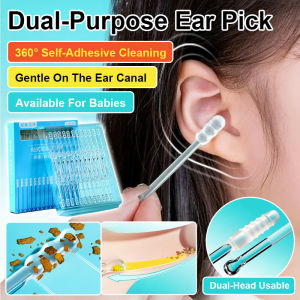 【2-in-1 Adhesive】Dual-End Ear Cleaning Swab Ear Wax Remover Tool Disposable Ear Pick Child-Safe Ear Spoon Hygienic Ear Care Kit