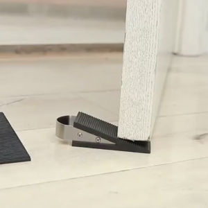 Door Buffers Block Alarm Baby Safe Floor Gate Door Stoppers Wedge Shaped Stainless Steel Rubber Punch-free Home Door Stops