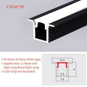 100cm U/YW/V-Style LED Aluminum Profile Linear Channel with Cover Home Decor Bar Strip Light-Black Aluminum White Cover (2PCS)