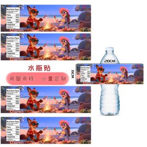 สติ๊กเกอร์ขวดน้ำปาร์ตี้ Zootopia ใหม่ของ Amazon สติ๊กเกอร์ขวดน้ำนิคฟ็อกซ์นิคการ์ตูนใช้ซ้ำ