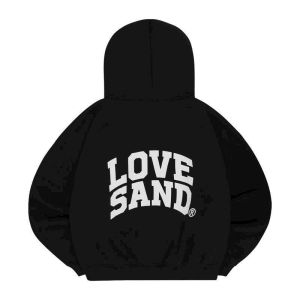 Áo Khoác Zip Hoodie Chữ S LOVE SAND Thun Nỉ Len Dài Tay Phồng Cánh Dơi Form Boxy Chống Nắng Thu Đông Top Jacket Đen