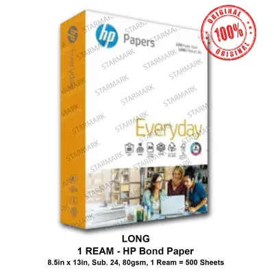 HP Bond Paper Long 80gsm Substance 24 Copy Paper Papers - Long Size 8.5inx13in 8.5 inches x 13 inches - Set of 1 Ream - Genuine and Original