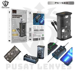 PX158D - Powerbank LENYES PX158D Powerbank 10000mAh 22.5W + PD20W Transparan Super Fast Charging Digital Display Indicator Built In Cable Power Bank