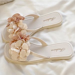 Free Shipping Flower Slippers Soft-Soled One-Strap Sandals Summer Versatile Beach Slippers With Chain