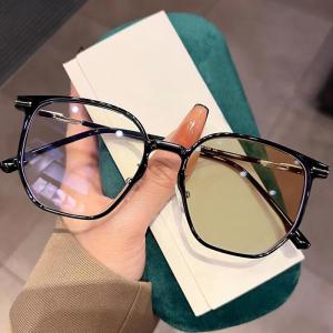 JN IMPRESSION Fashion New Color -changing Anti -blue -ray Glasses Big Frame Changes Into Tea Trend Nearsighted Glasses