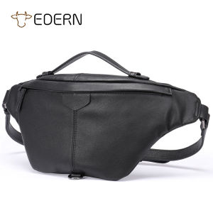 EDERN Túi đeo chéo da ngựa điên cổ điển dành cho nam Túi đeo hông đựng điện thoại dung tích lớn Túi đeo ngực bằng da thật Túi đeo chéo thường ngày ngoài trời