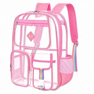 FLYING Transparent Clear PVC Backpack Mult-Pocket Waterproof School Backpack Stylish Lightweight See-Through Bookbag SchoolTravelGym