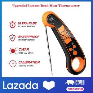 Wireless Waterproof Instant Read Meat Thermometer with Backlight Digital Cooking Thermometer with Probe for Meat Food Ultra Fast Meat Thermometer with Stainless Steel Probe - Orange
