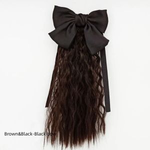 LIVELYS Party Natural High quality Decor Girls Cute Birthday Gifts Sweet Kids Heat Resistant Red Bows Knot Ponytail Hair Extensions Children Curly Ponytail Wig
