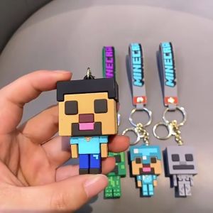 Cartoon Pixel Block Keychain✨ Soft PVC Game Style Bag Charm Car Key Accessories Cute Gift for Kids