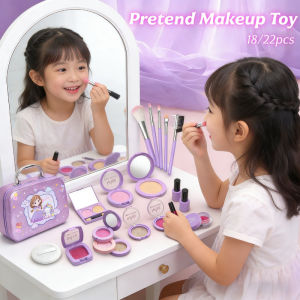 18/22Pcs Princess Pretend Makeup Toy Set Washable Non-Toxic with Handbag Dress-Up Play Girls Gifts