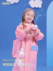 Thick Kids Raincoat Waterproof with Children Raincoat Backpack Night Reflective Strip for Student