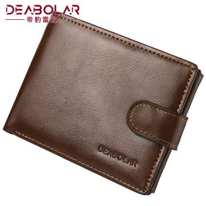 Deabolar Dompet Uang Lipat Tebal K3255 Bahan Kulit Sintetis Lembut Kilat Lilin Dengan Kancing Pengunci
