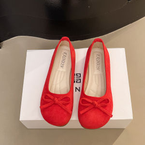 Free Shipping Plus-Size Flat Ballet Flats Gentle And Elegant 2026 Spring/Autumn Collection Retro Round-Toe Single Shoes With A Bow WomenS Shoes