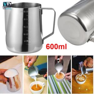 [Uetech]600ml Milk Pitcher Stainless Steel Milk Frother Jug for Barista Coffee Making Kitchen Accessory