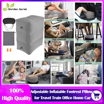 ⭐️【Local warehouse+COD】⭐Inflatable Travel Foot Rest Pillow For Plane Airplane Bed For Kids Adjustable Height 3 Layers Leg Rest Cushion Long Haul Flight Toddler Footrest For Traveling Office Home Trains Cars