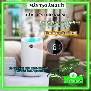 Máy tạo ẩm phun sương cỡ lớn X12 dung tích 3L có màn hình LED hiển thị độ ẩm tạo độ ẩm phòng điều hòa đèn Led nhiều màu sắc tự ngắt khi hết nước