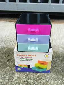 Mini Cabinet Cavaillon Lemony Laci Kecil Organiser Tempat Penyimpan 3  susun
