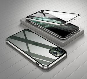 Hộp kính hai mặt Ốp nam châm kim loại 360 ° cho Iphone 13 12 11 Pro Max XS x R XR 7 8 Plus IF 2024