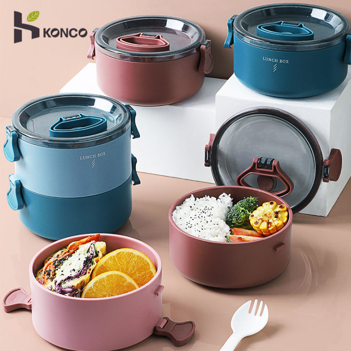 Konco Portable double-deck lunch box Large Capacity Office Worker  Student Children Bento Box Food Container