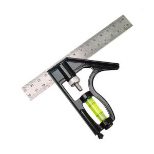 Angled Combination Square Ruler with Adjustable Movable Bubble Level for Woodworking and Crafting Measuring Marking Tool