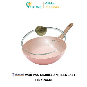 Wajan Anti Lengket Deep Pan Marble Granite 28 CM + Tutup Kaca Wok Pan Granite| Premium Cookware OBLEROME