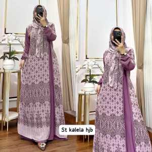 .. promo Baju Gamis Set Hijab Cringkle Kombinasi Ceruti Terbaru Lebaran Viral Outfit Muslim Wanita premium Kekinian Marmer Kalela