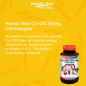 Holistic Way Co-Q10 (Coenzyme Q10) 150mg Cell Energizer – Supports Heart Health Energy Production & Antioxidant Protection — Vegan (30 Vegetarian Capsules per bottle)