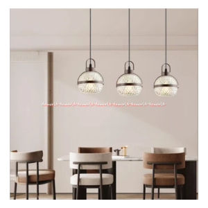 Eglare Karla 3pcs Hanging Decorative Lamps Chandelier 3L E14 Long Coklat Coffee Lampu Dinding Tembok Hias Model Bulat Kristal 3pcs Brown Eglar