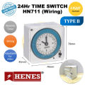 HAGER EH711 24hrs Analog Timer Switch 24 hours Long Wiring / Plug In Time Switch Reserve Timer. 