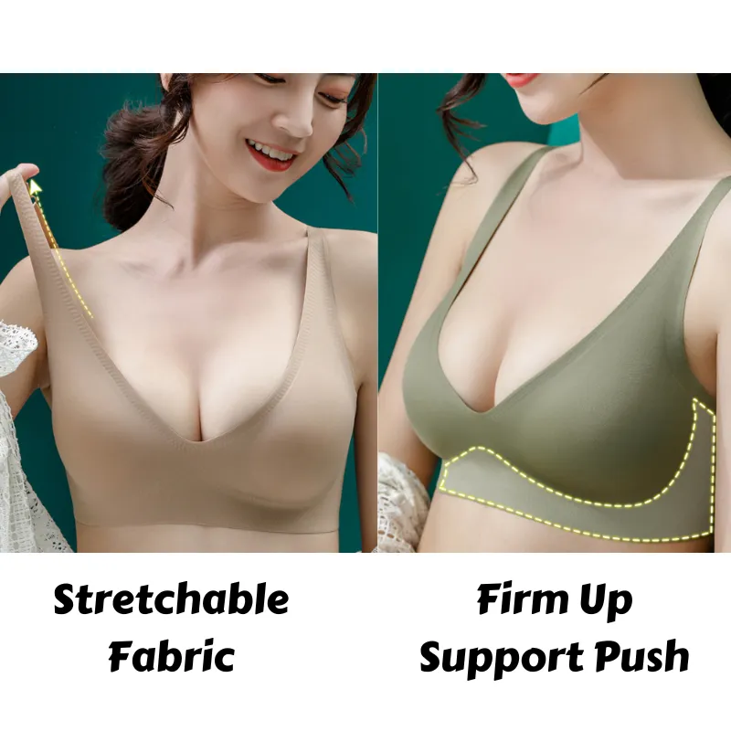 🇲🇾(READY STOCK KL) Japanese SUJI Back Clip Push Up Latex Jelly Bra Cup  ABC Soft Support Seamless Women Lady Thin Bra Innerwear 日本素肌果冻条文胸