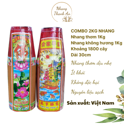 COMBO 2KG NHANG 3 TẤC Nhang Thơm và Nhang không hương ít khói Nhang Thanh An