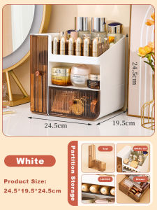 JustLiving Luxury 3 Tier Desktop Cosmetic Storage Box Multifunctional Makeup Jewelry Drawer Transparent Jewelry Dressing Case Organizer Skin Care Products Lipstick storage Box