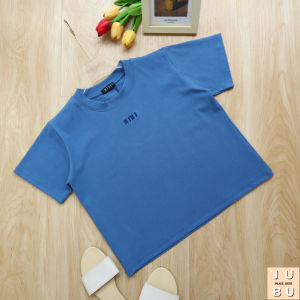 พร้อมส่ง🍒เสื้อครอปสาวอวบ ปัก jubu ผ้ายูนิโคล ทรงเบสิคไซส์ใหญ่ อก36-46นิ้ว เสื้อยืดคอกลม#591