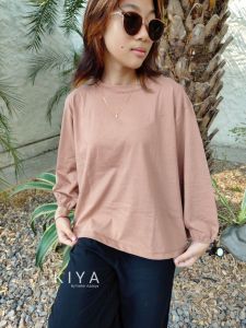 Kiya Blouse Jumbo Wanita Kaos Polos Cotton Combed 30s Atasan Wanita Blouse Lengan Balon Terbaru