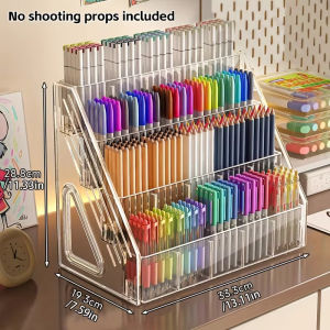 Oldlaiben Large Capacity Desk Pen Holder Acrylic Organizer Multi-Layer Brush Storage Rack Stationery Box Rak Meja