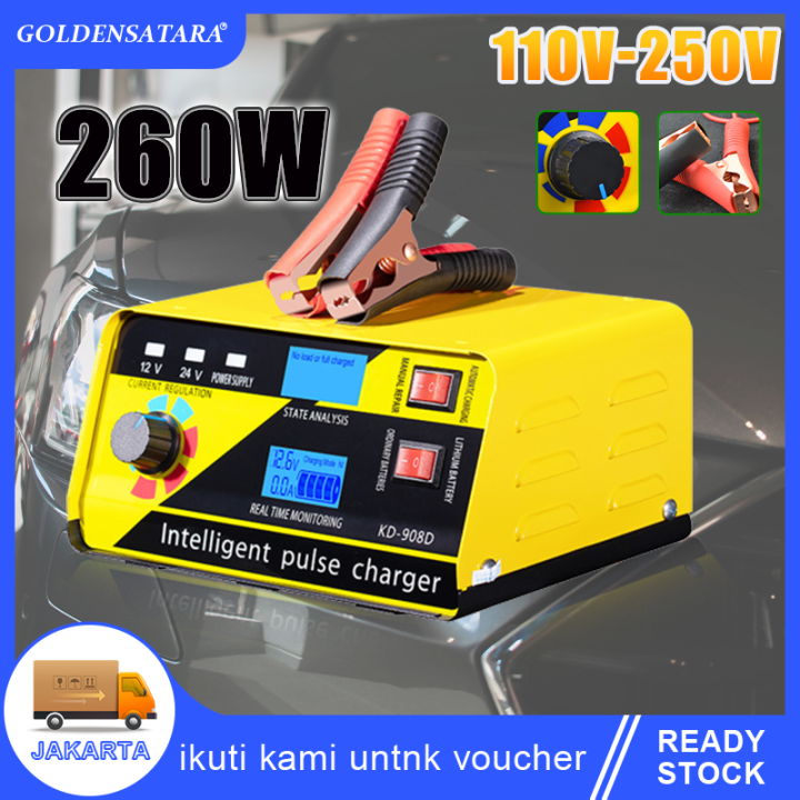 Charger Aki Otomatis 260W Mobil Dan Motor Lead Acid Smart Cas Aki 12