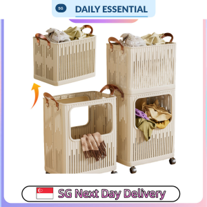 【DAILY ESSENTIAL】 Foldable PP Laundry Storage Basket in Medium and Large Sizes
