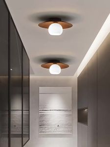 SXH  Aisle Light Ceiling Light Nordic Simple Entryway Light Creative Retro Wood Grain led Minimalist Balcony Lighting