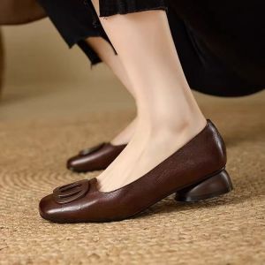 Free Shipping Square-Toe Low-Heel Versatile WomenS Flats 2026 Autumn New Style Soft Sole Comfortable For All-Day Wear Shallow-Mouth Mom Shoes For Commuting
