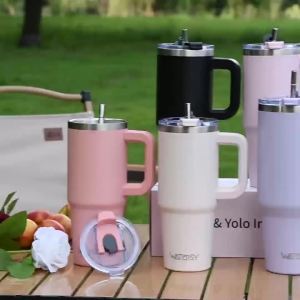 WATERSY 20/30/40oz Tumbler with Handle & Straw Large Capacity Stainless Steel Thermal Cup Vacuum Insulated Mug for Car Travel