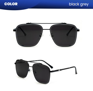IOOI Eyewear - Kacamata Aviator Hitam Sunglasses Metal Polycarbonate uv 400 Pria 80-674