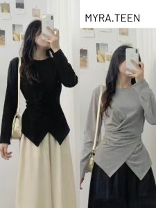 Áo thun dài tay vạt lệch dài tay nhiều màu l028490234s