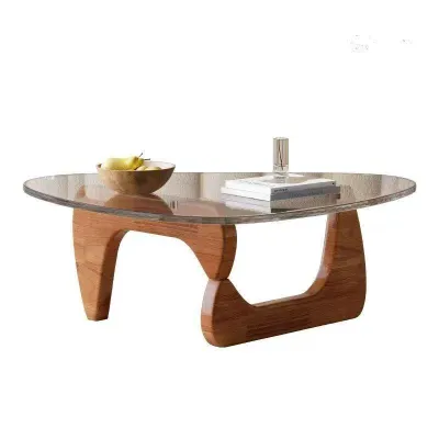 [Pre order - Smartliving] NKAHS- Minimalist Living Room Coffee Table – Glass Top & Wood Base