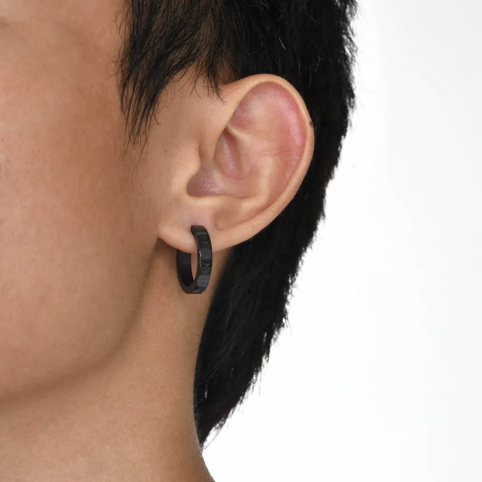 Small black deals earrings male