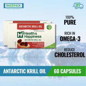 Antarctic Krill Oil 30/60 caps 1000mg 100% Pure Krill Oil Omega 3 EPA DHA Reduce Cholesterol For Heart Joint Brain Health Blister Pack 30 Days Supply - by H2 Health & Happiness